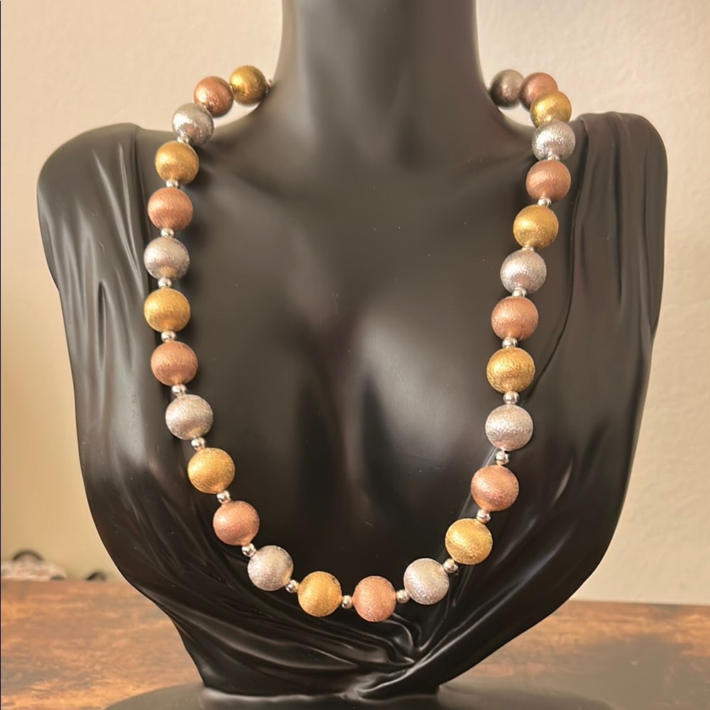 Nolan Miller Gold, Silver, and Bronze Beaded Necklace